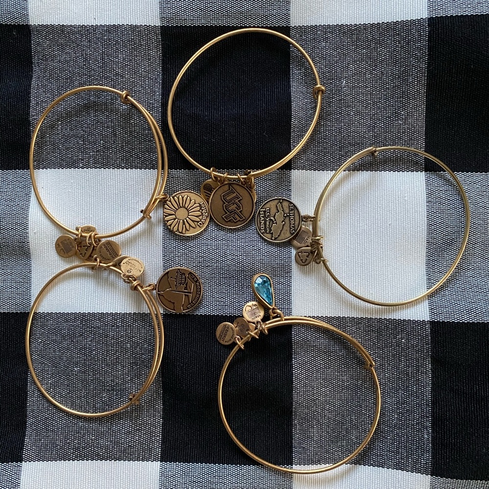 Set of 5 Alex and Ani Gold Bracelets